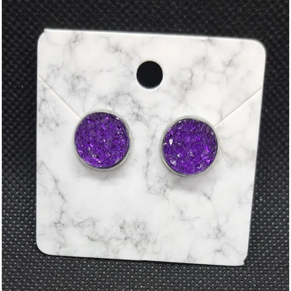 Lot of 4 Pair Druzy Stud Earrings – Multi-Color Set